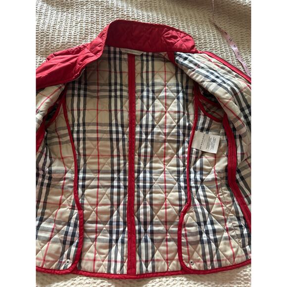 Burberry Nova Check Lining Red Quilted Zipper Jacket Small Made in England - Picture 8 of 11